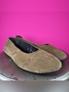 Zara Khaki Brown Split Suede Round Toe Ballet Flat EU 40